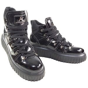 ALBERTO CICCIOLI 🇮🇹 WOMEN'S BLACK SOFT PATENT LEATHER COMFORT WINTER BOOTIE